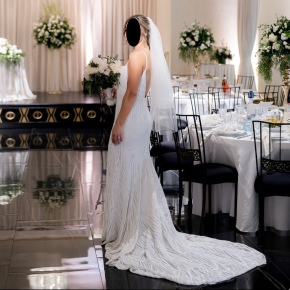 Alyssa Kristin Hadley x Natalie CUSTOM WEDDING DRESS GORGEOUS GLAM size 4 - Picture 2 of 9